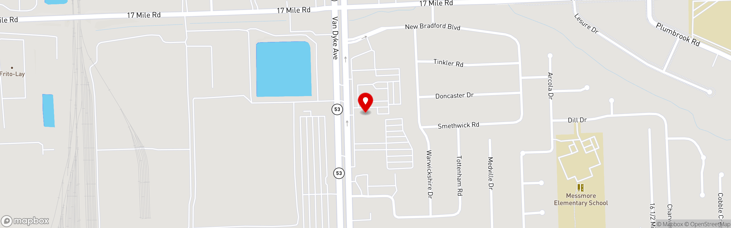 Street map pinning Ike's Restaurant in Ike's Restaurant