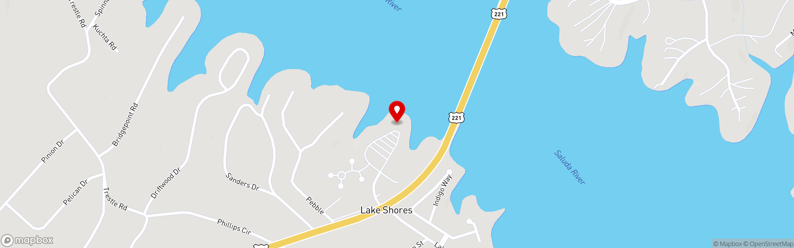 Street map pinning Break on the Lake in Greenwood