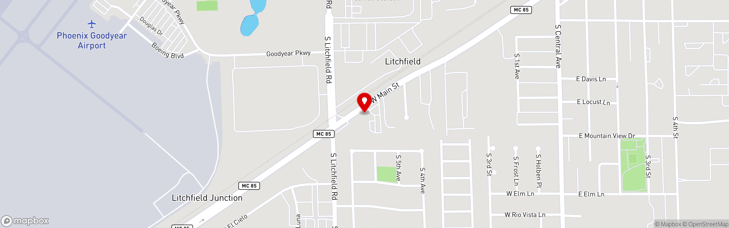 Street map pinning Raul & Theresa's Restaurant in Avondale, AZ