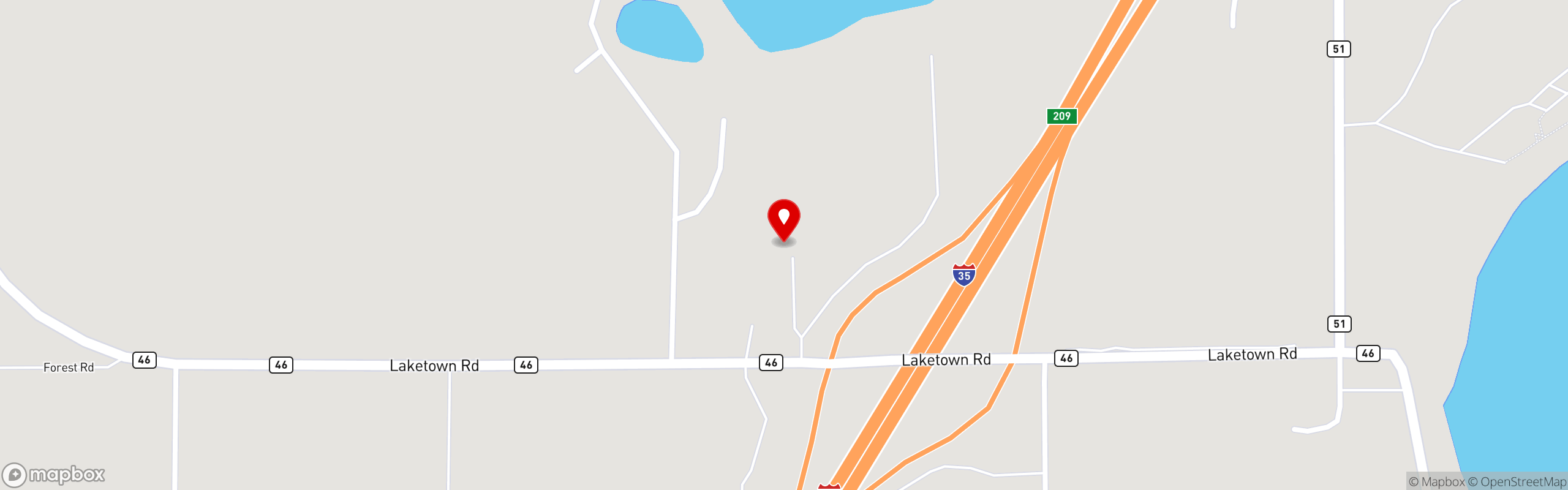 Street map pinning Pizza Pub in Sturgeon Lake