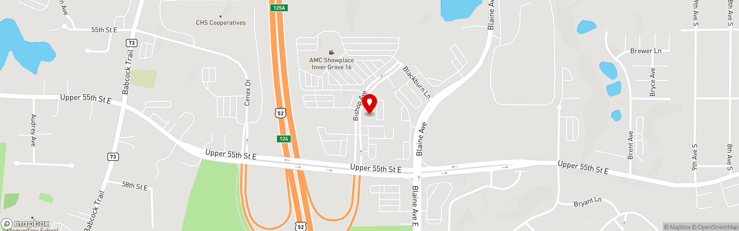 Street map pinning Pizza Pub in Inver Grove Heights