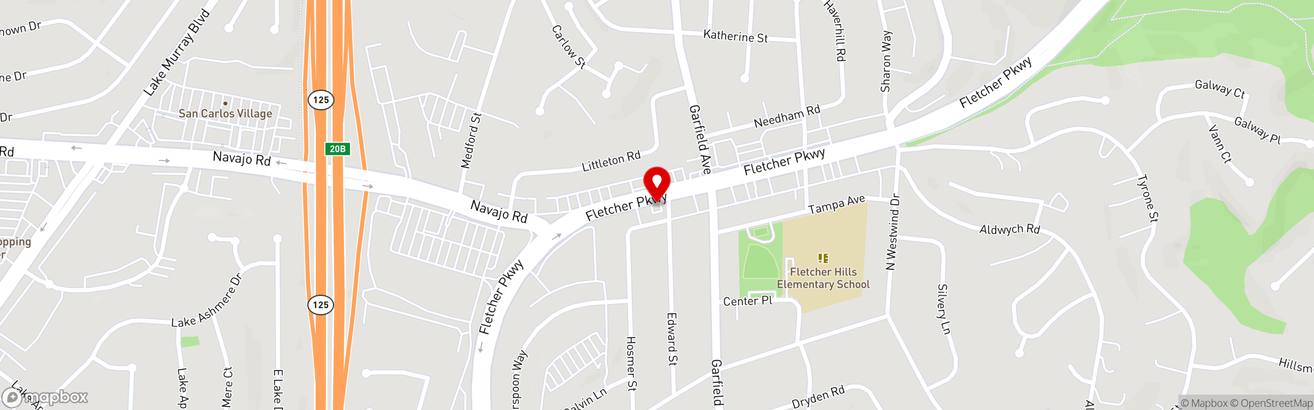 Street map pinning Beef 'n Bun in El Cajon, CA