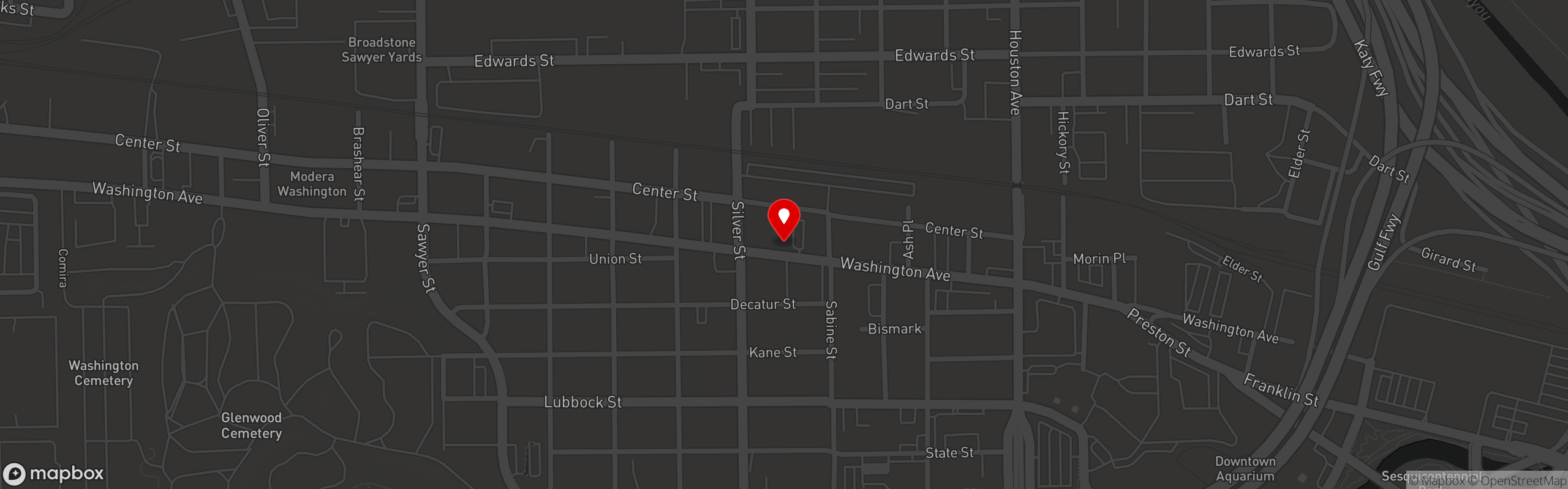 Street map pinning B&B Butchers in Houston