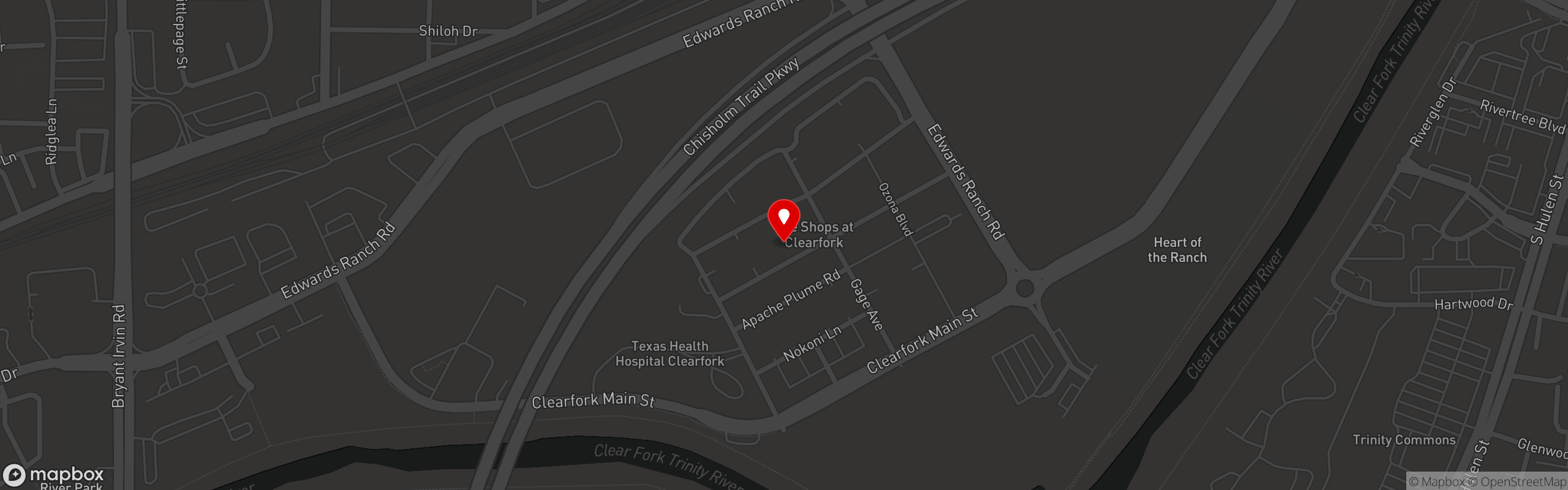 Street map pinning B&B Butchers in Fort Worth