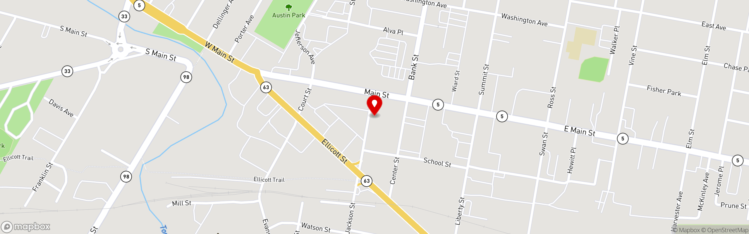 Street map pinning Bourbon & Burger Co. in Bourbon & Burger Co.