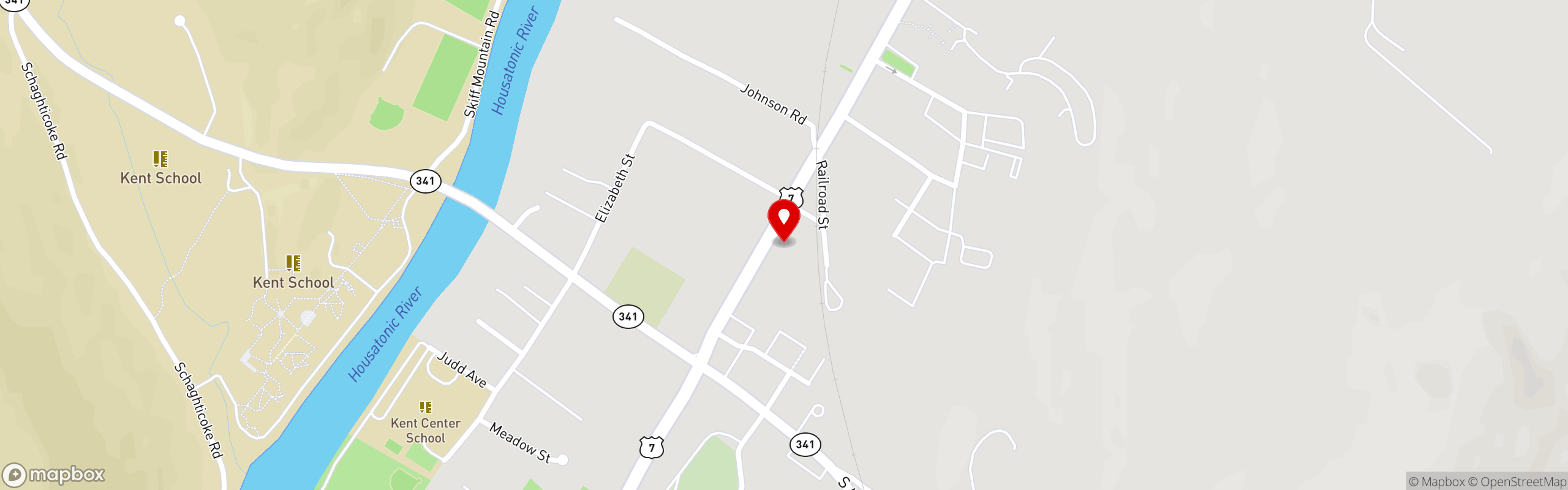 Street map pinning The Villager Restaurant in Kent, CT