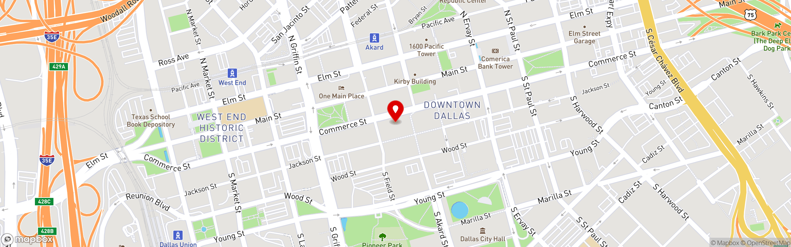 Street map pinning Dock Local in Dallas - The Exchange Hall