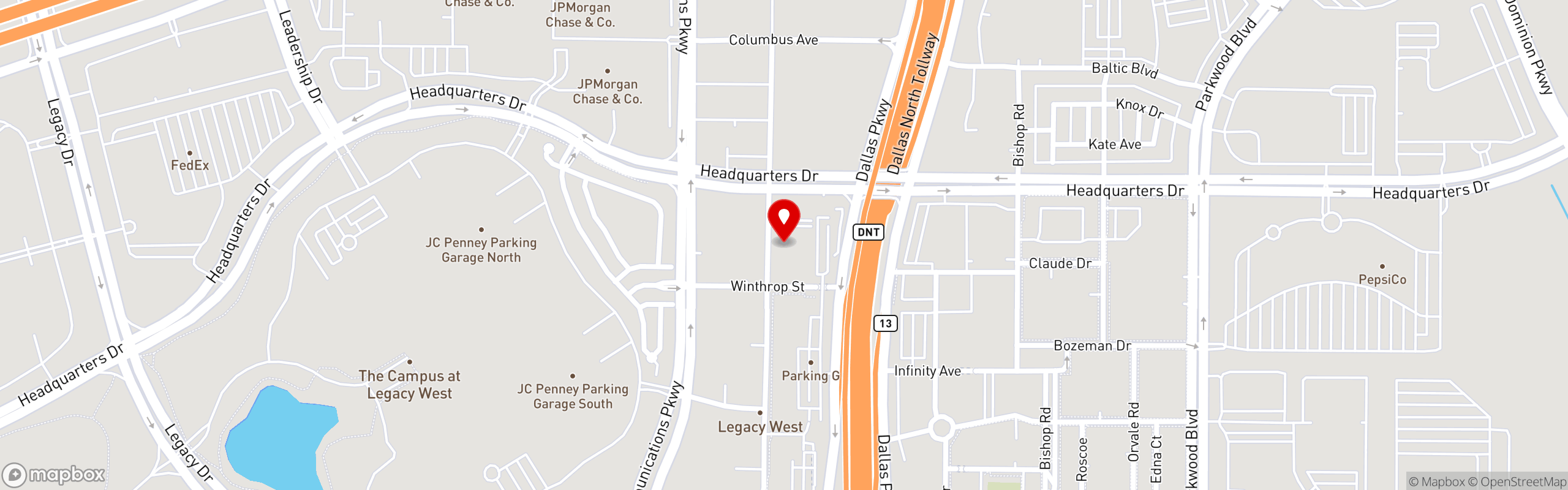 Street map pinning Dock Local in Plano - Legacy Hall