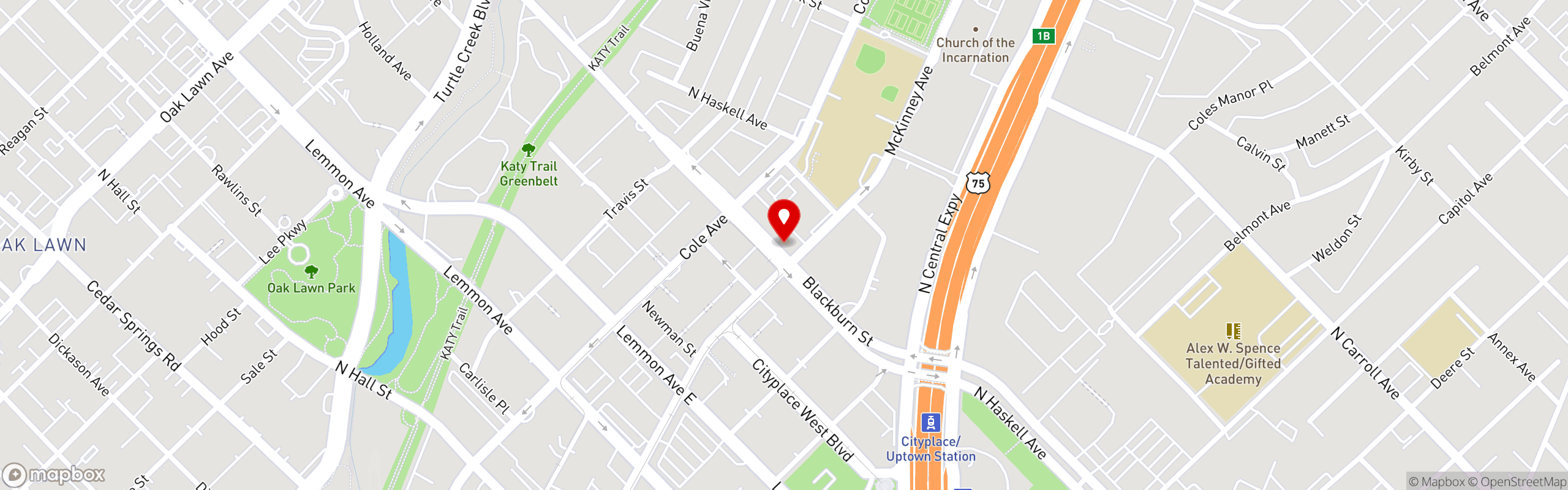 Street map pinning Dock Local in Uptown Dallas