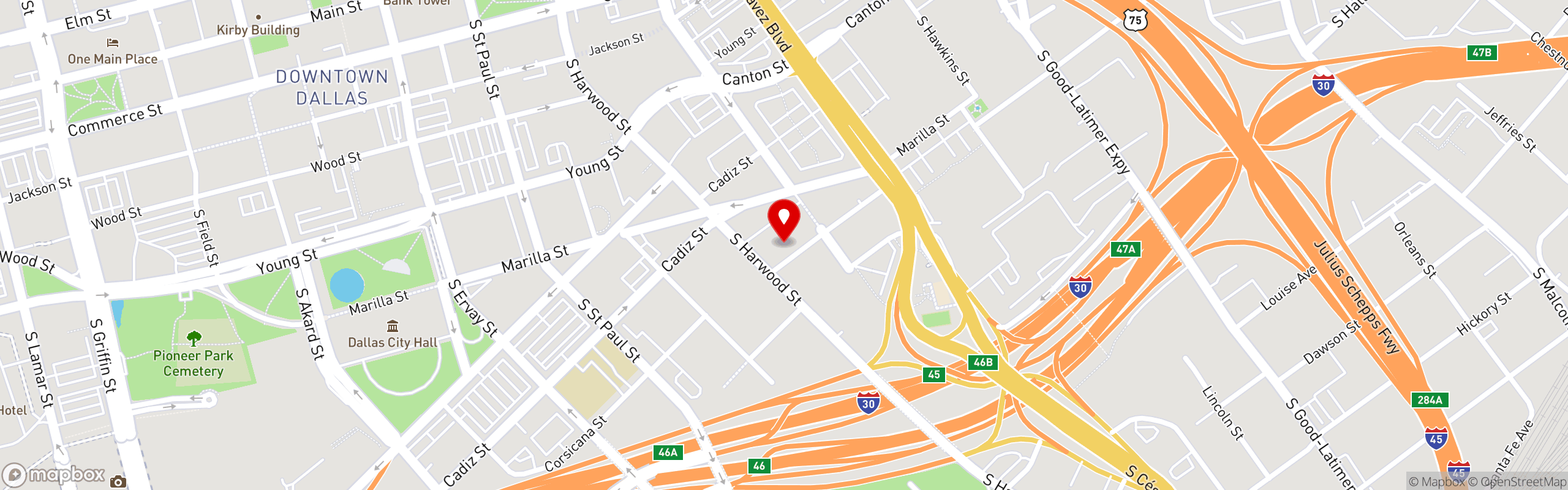 Street map pinning Dock Local in Dock Local - Dallas Farmers Market