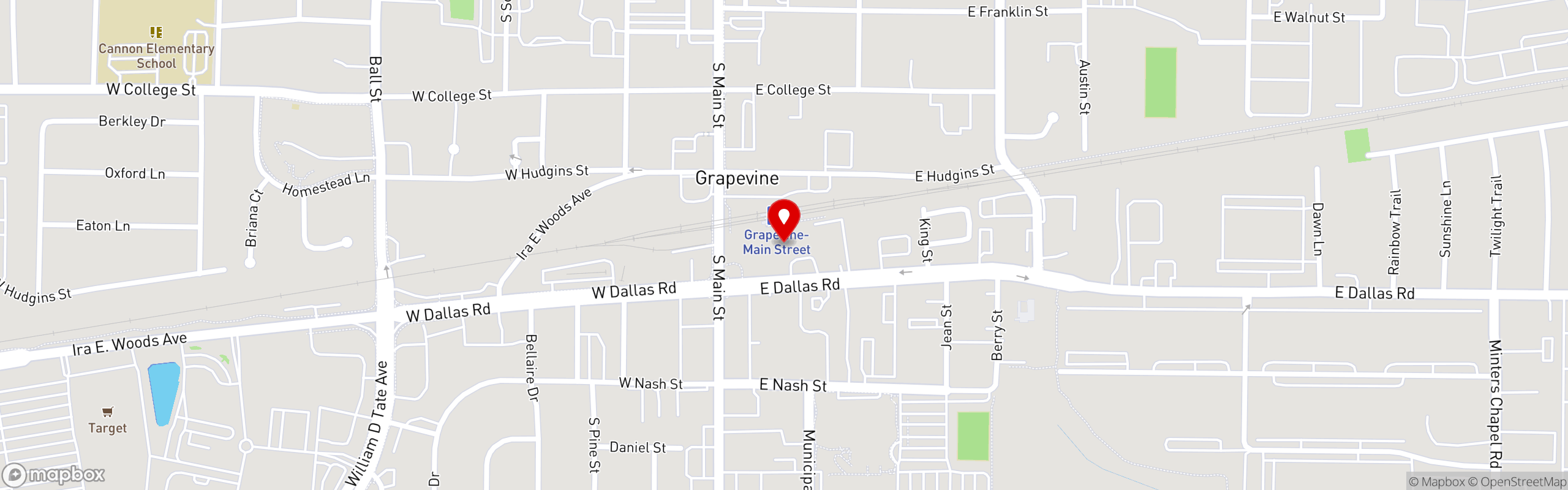 Street map pinning Dock Local in Grapevine - Harvest Hall