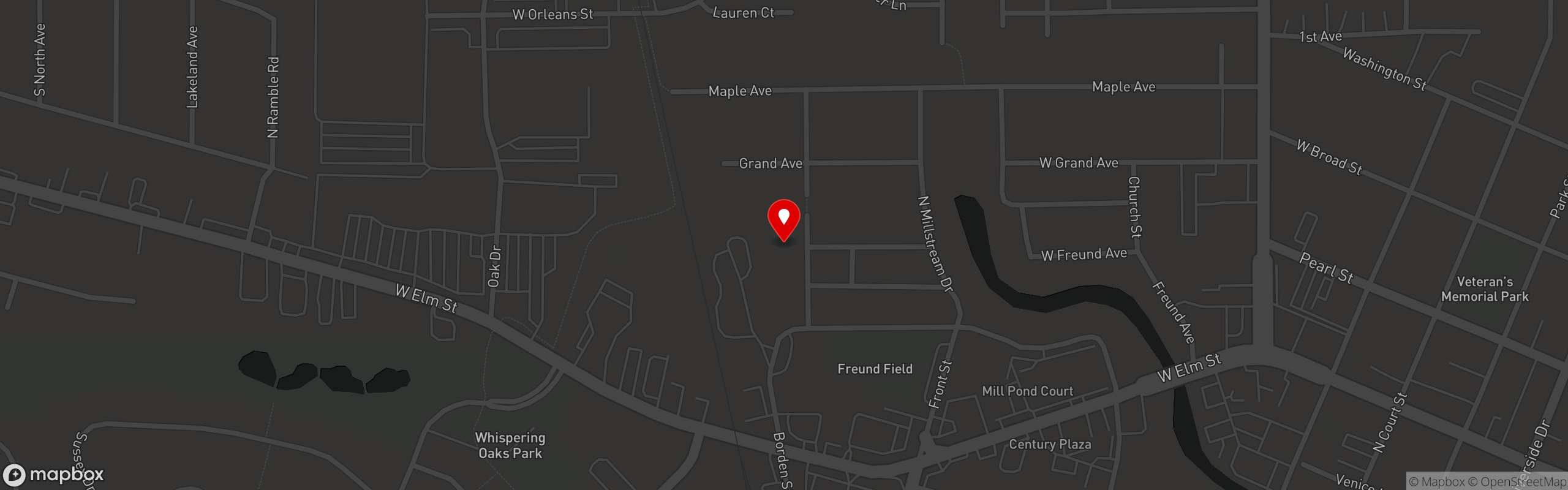 Street map pinning The Courthouse Tavern in McHenry