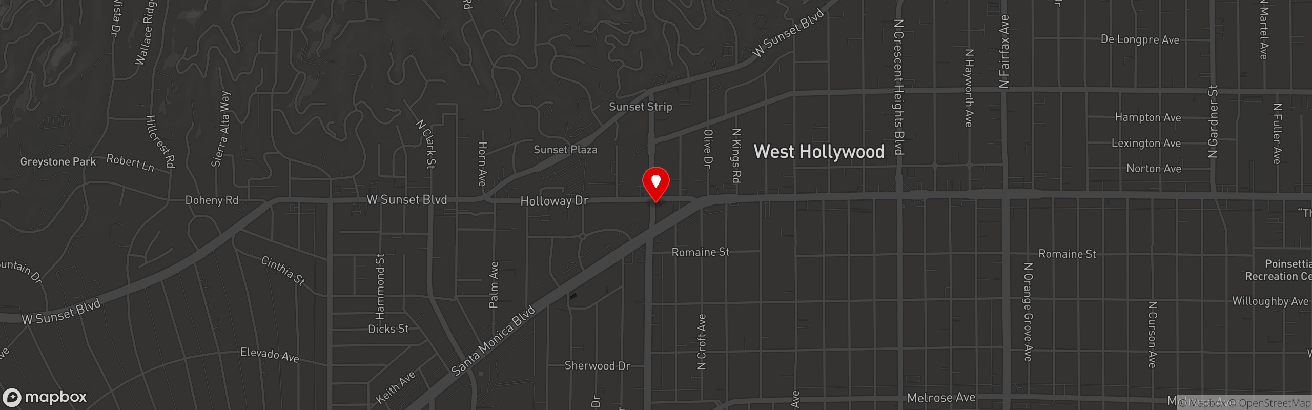 Street map pinning WeHo Bistro in WeHo Bistro