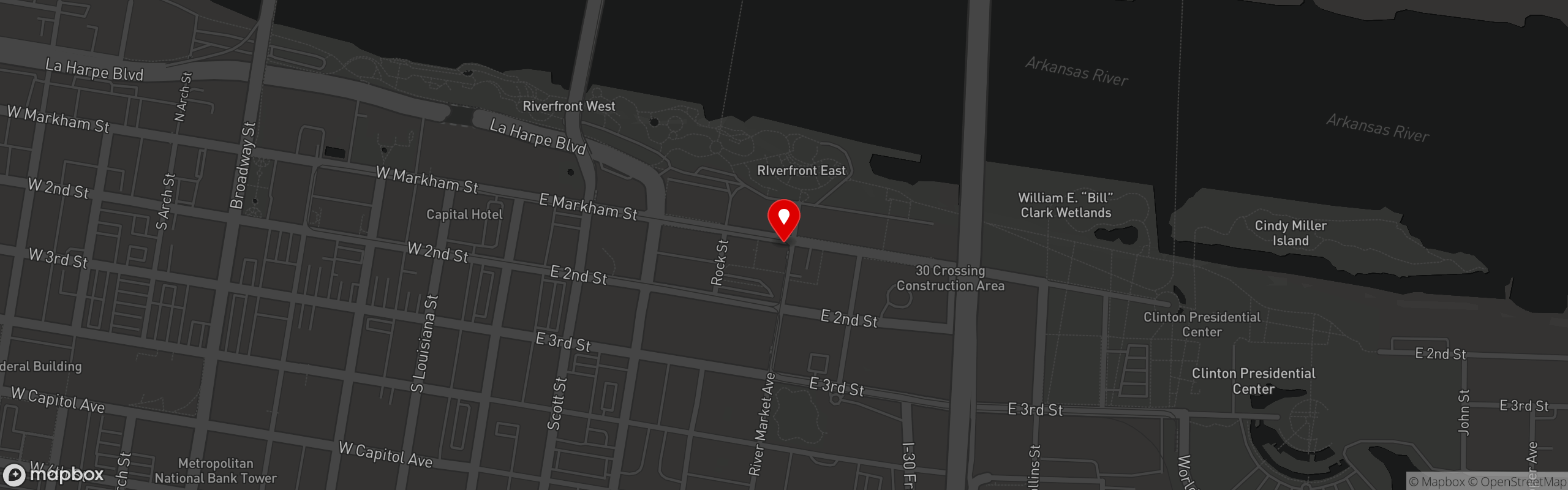 Street map pinning Cache in Little Rock