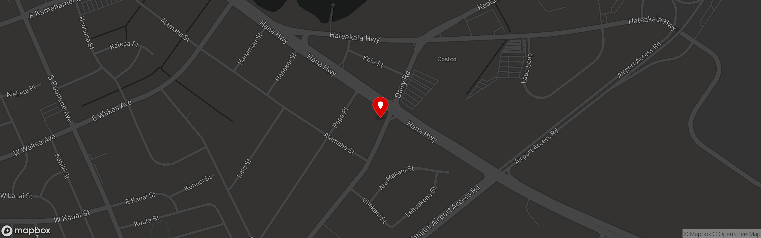 Street map pinning Marco's Grill & Deli in Kahului