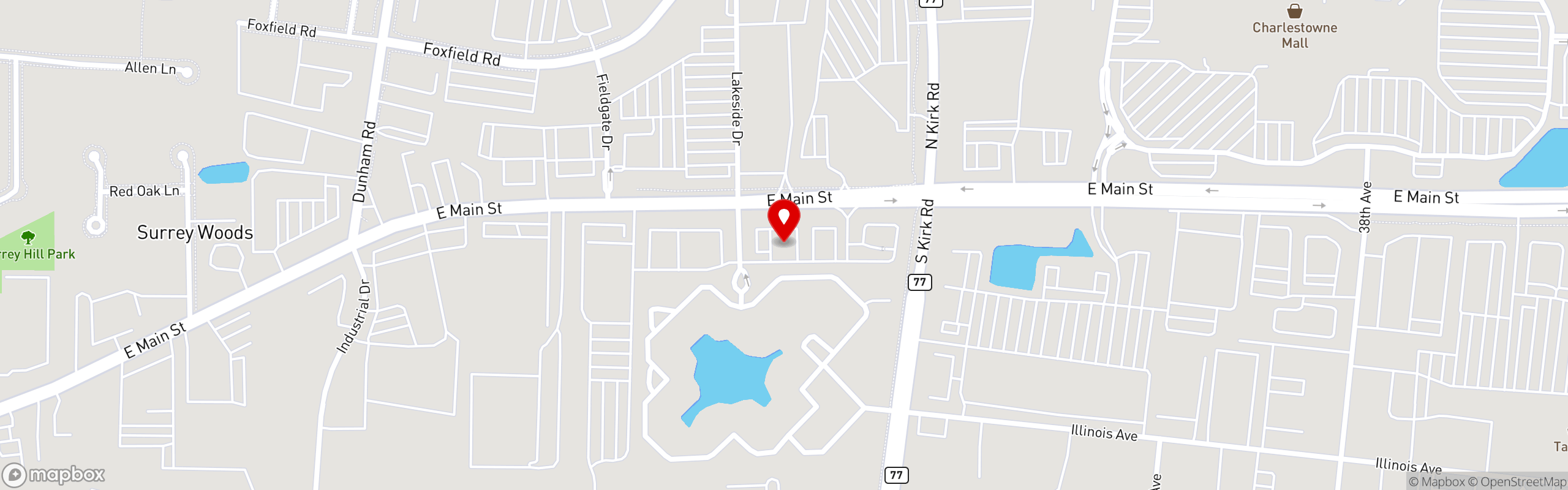 Street map pinning Wok n Fire in Wok n Fire - St. Charles