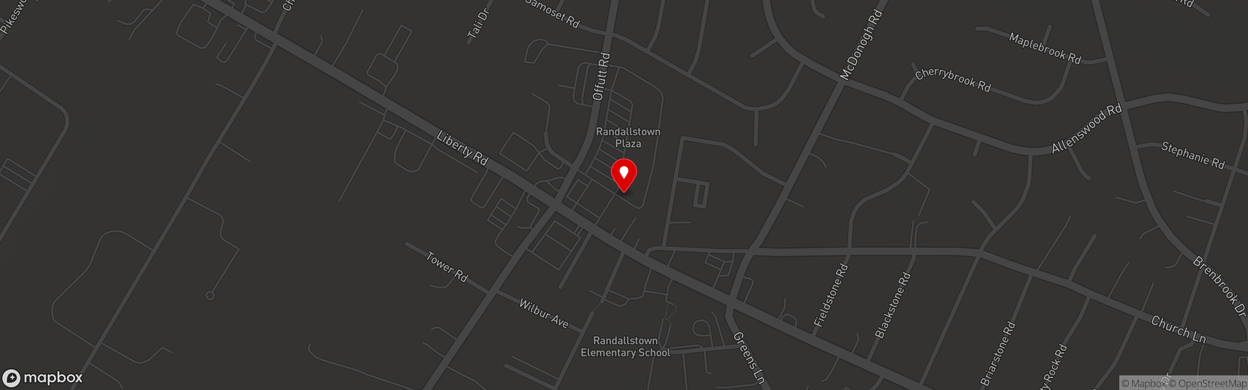 Street map pinning Southern Blues in Randallstown
