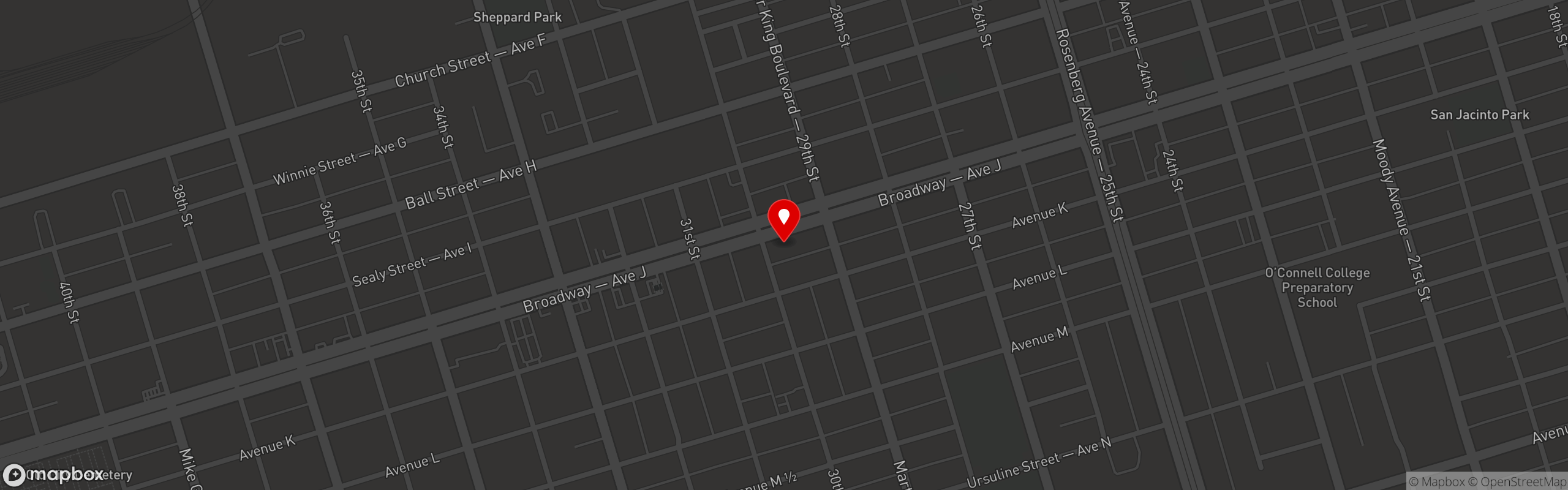 Street map pinning MAC-IES in MAC-IES on Broadway