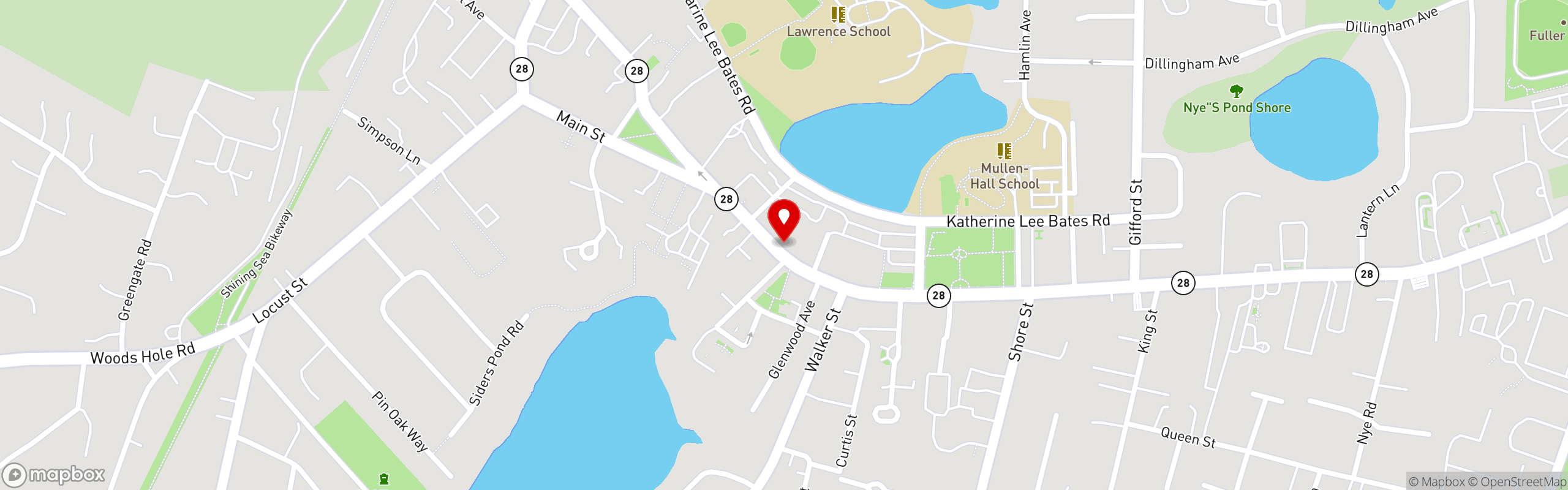Street map pinning The Quarterdeck in Falmouth
