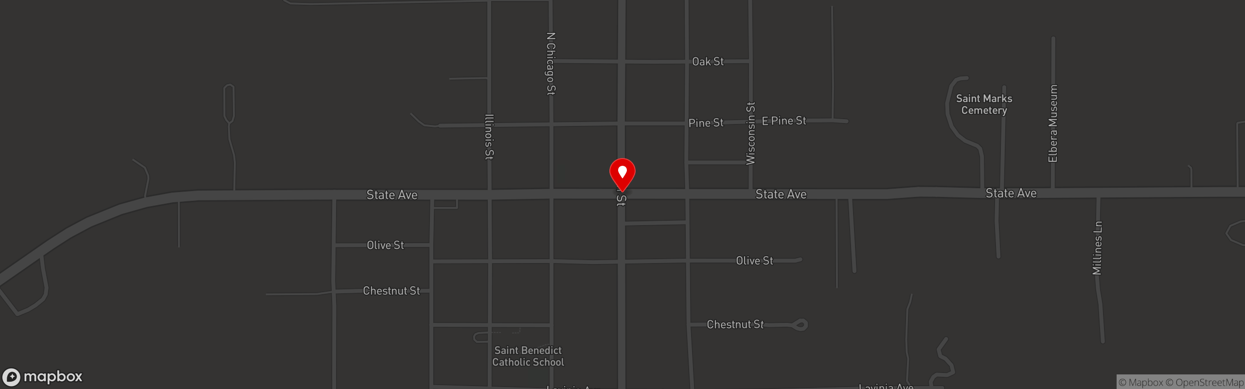 Street map pinning Oakley's Wine Cellar in Oakley's Wine Cellar -Elberta Wine Cellar