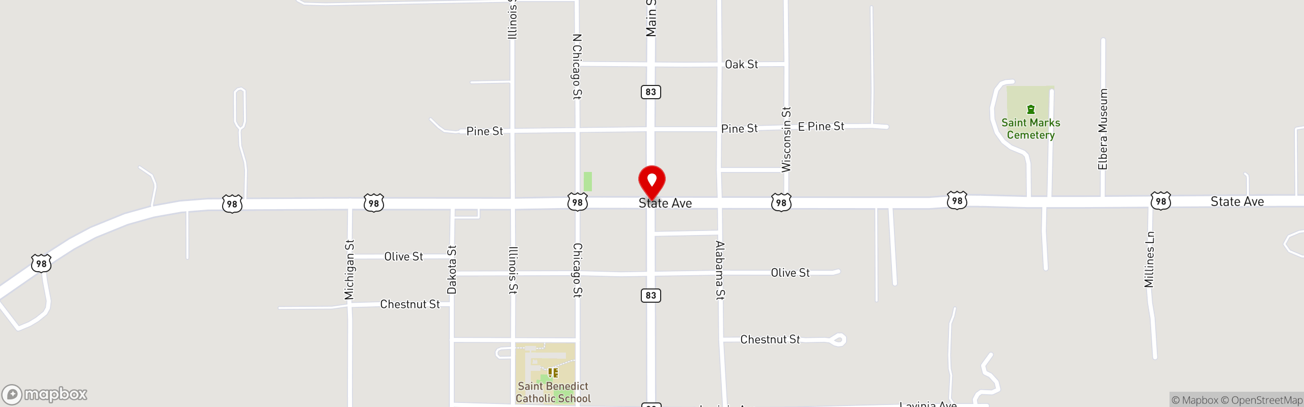 Street map pinning Oakley's Wine Cellar in Oakley's Wine Cellar -Elberta Wine Cellar