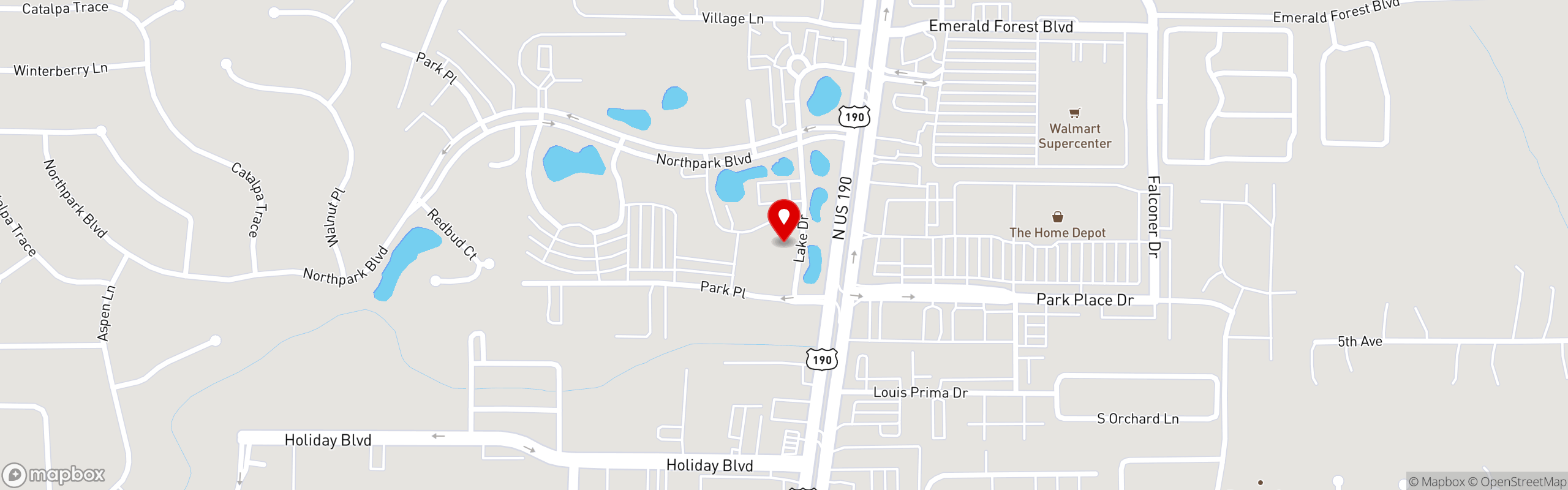 Street map pinning Don's Seafood in Covington, LA