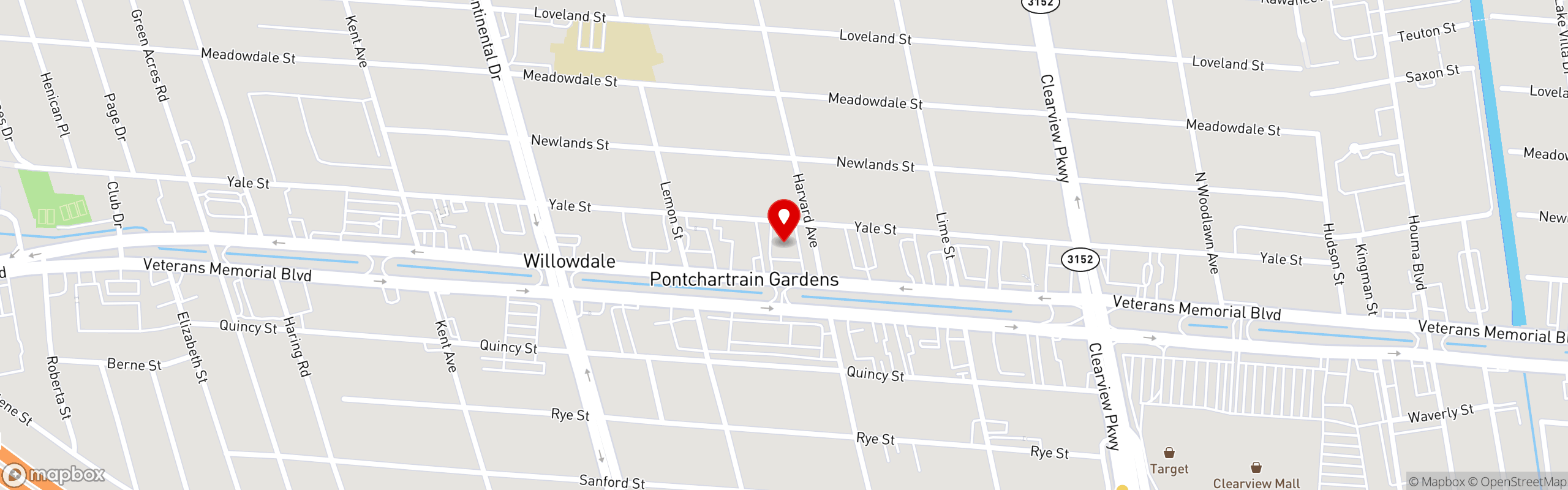 Street map pinning Don's Seafood in Metairie, LA