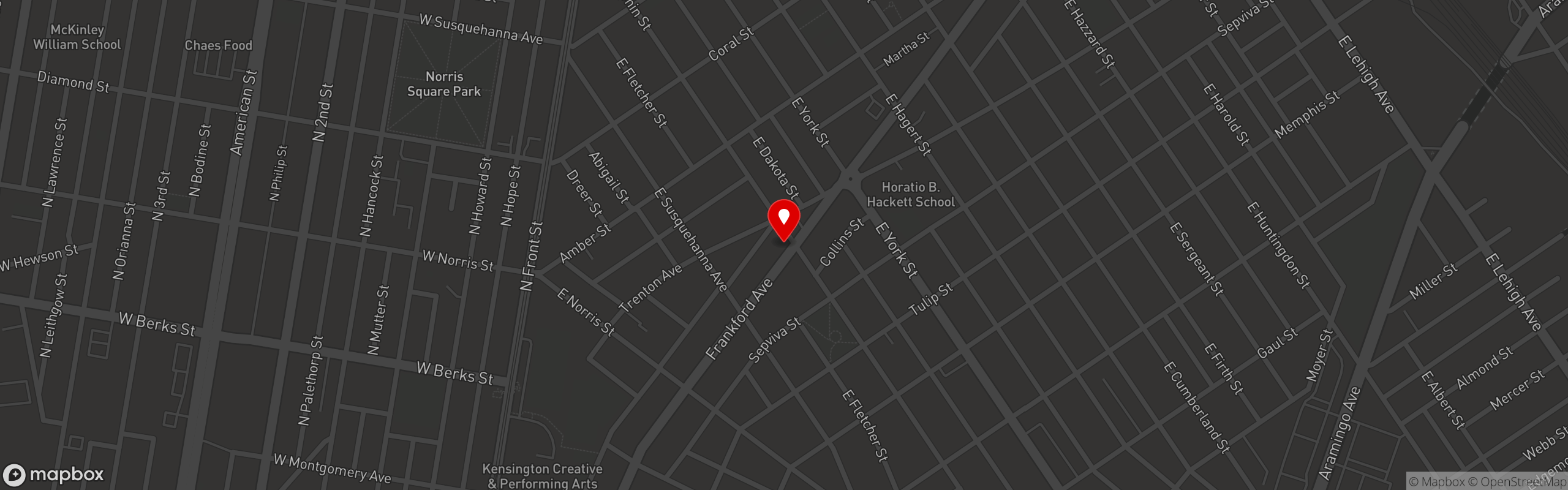 Street map pinning Philly Curio in Philly Curio
