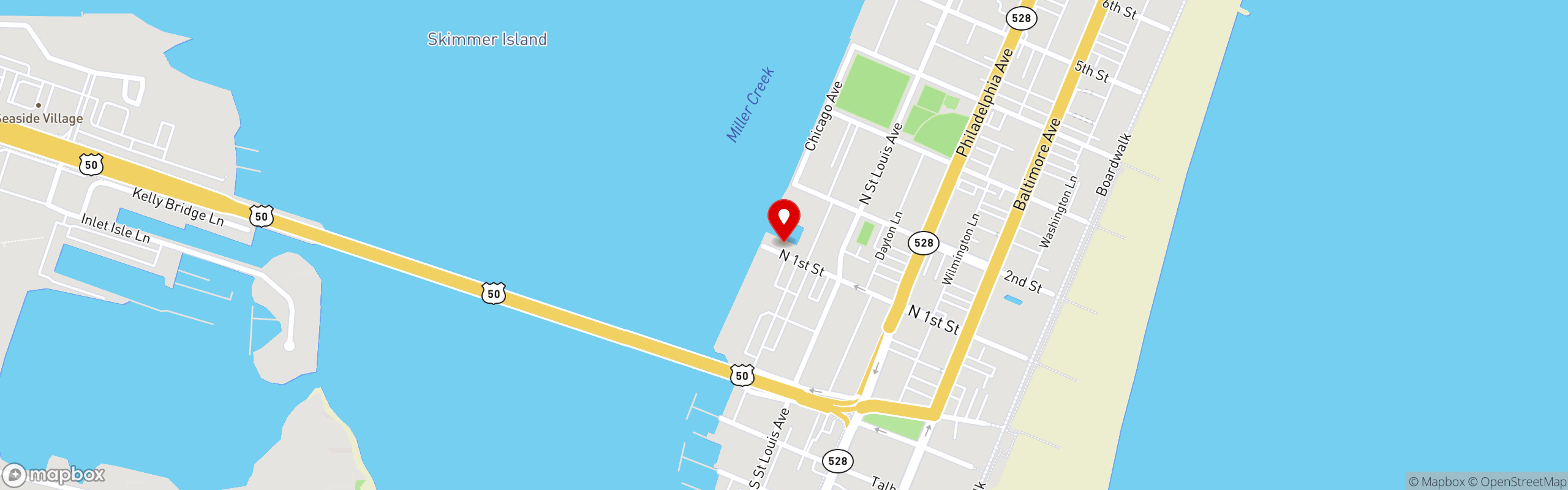 Street map pinning de Lazy Lizard in Ocean City, MD