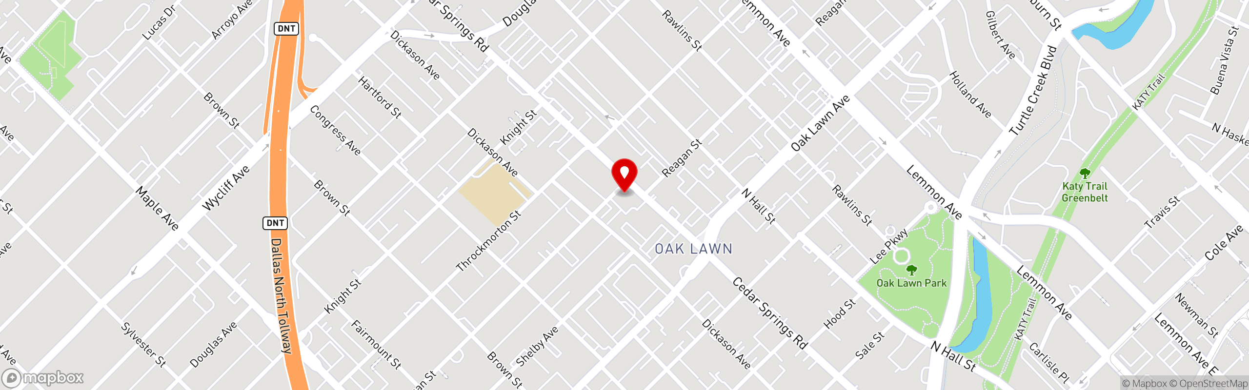 Street map pinning Street's Fine Chicken in Cedar Springs