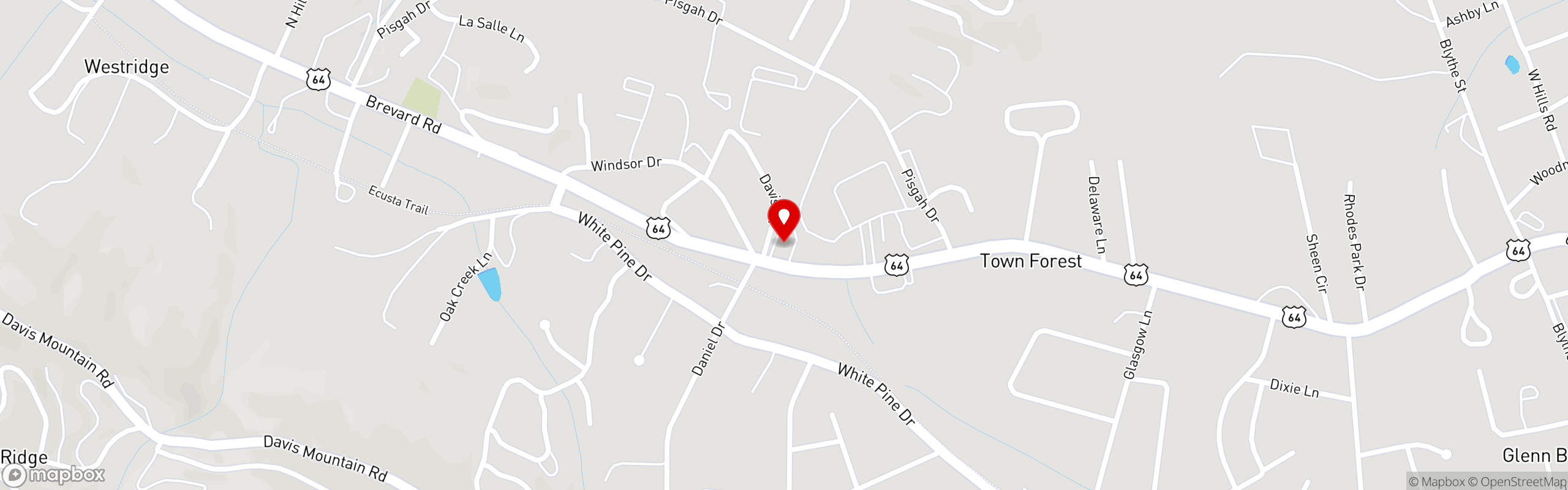 Street map pinning Tequilas Bar & Grill in Brevard Rd.