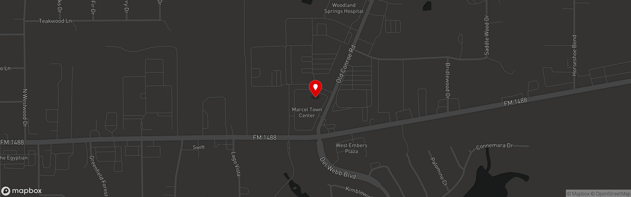 Street map pinning Citizens Grill in The Woodlands / Conroe