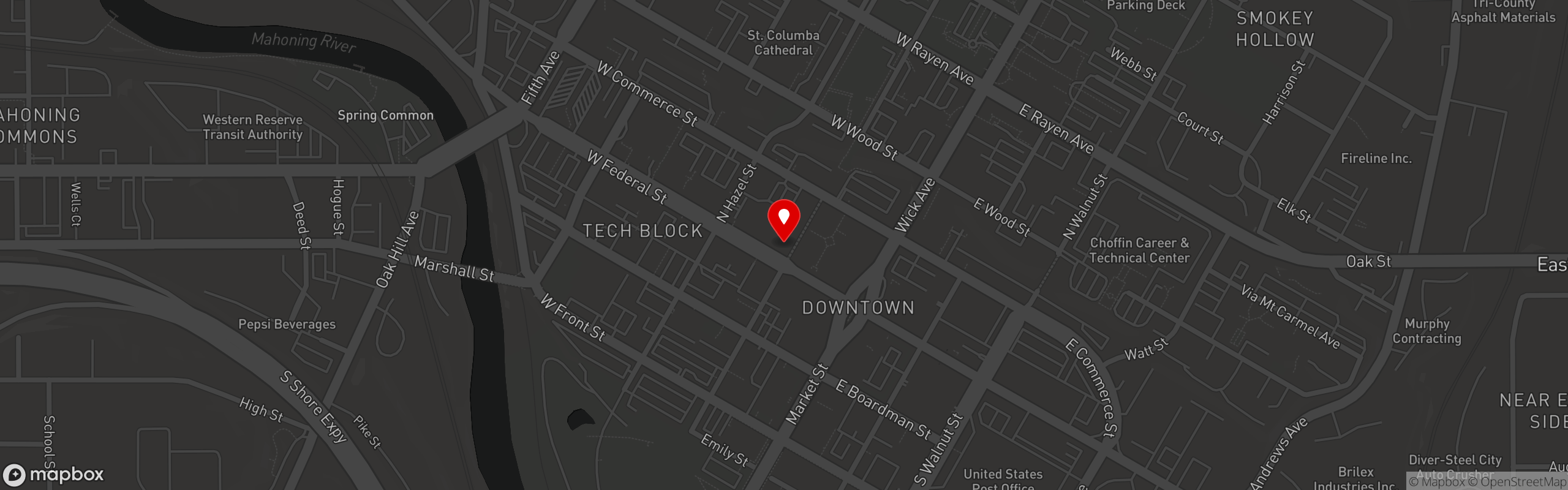 Street map pinning V2 Wine Bar Trattoria in 100 W. Federal