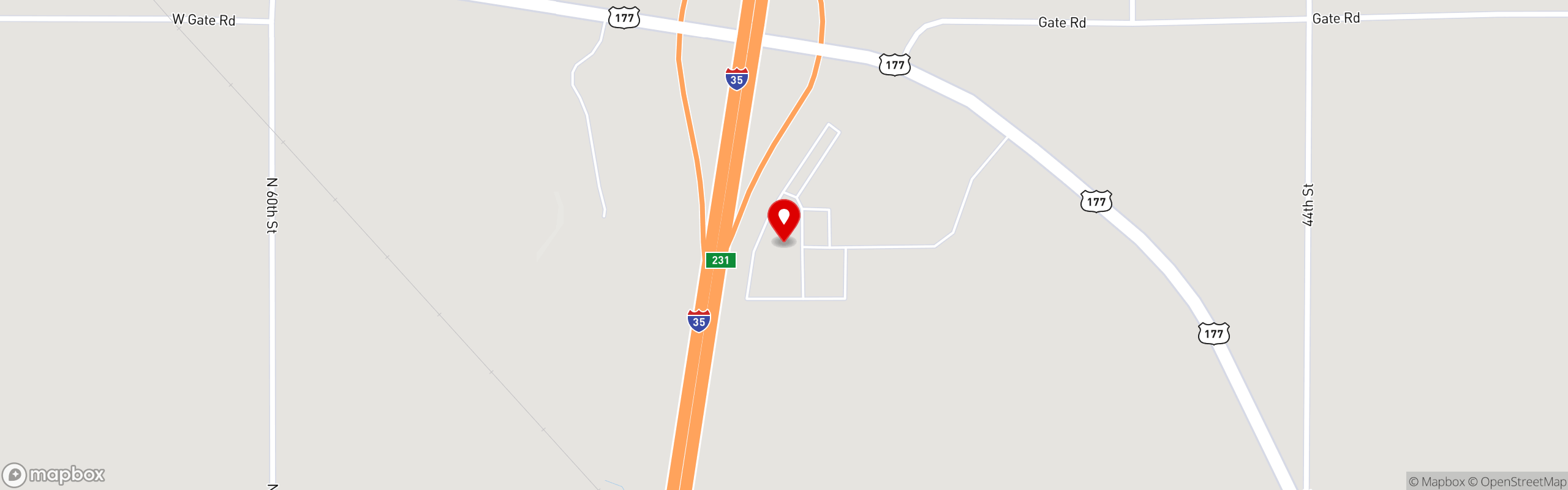 Street map pinning Rock & Brews Casino Braman in Braman