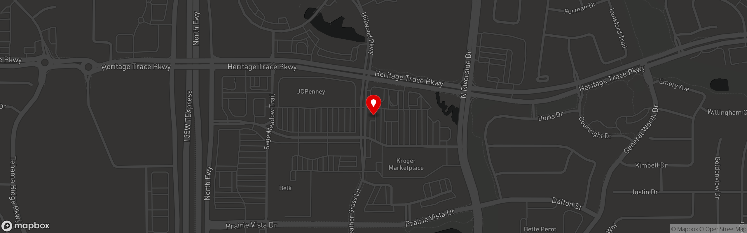 Street map pinning 360 Brunch House in Fort Worth