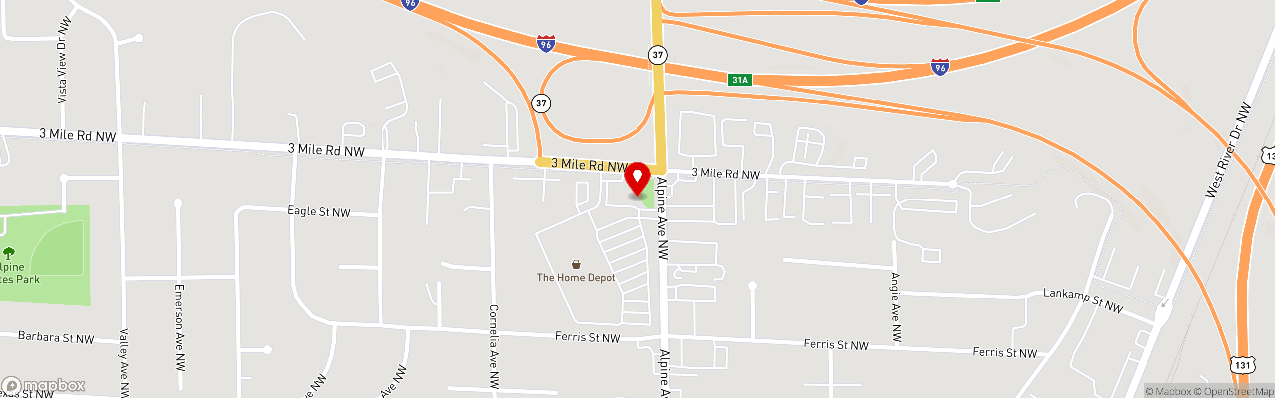 Street map pinning Tacos El Cunado in Alpine