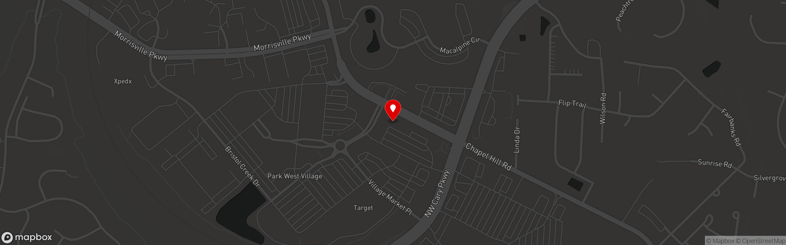 Street map pinning Abbey Road Tavern & Grill in Morrisville