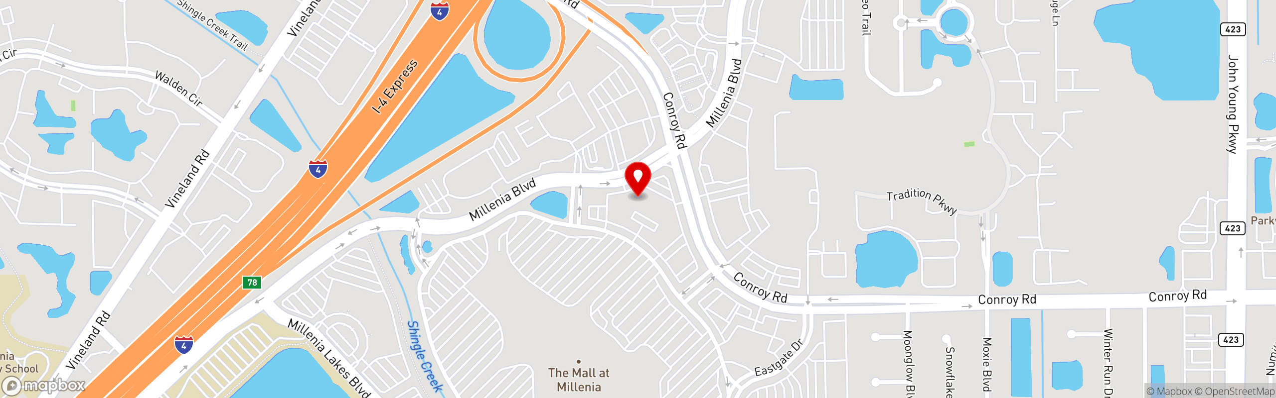 Street map pinning Greens and Grille in Millenia Mall Area
