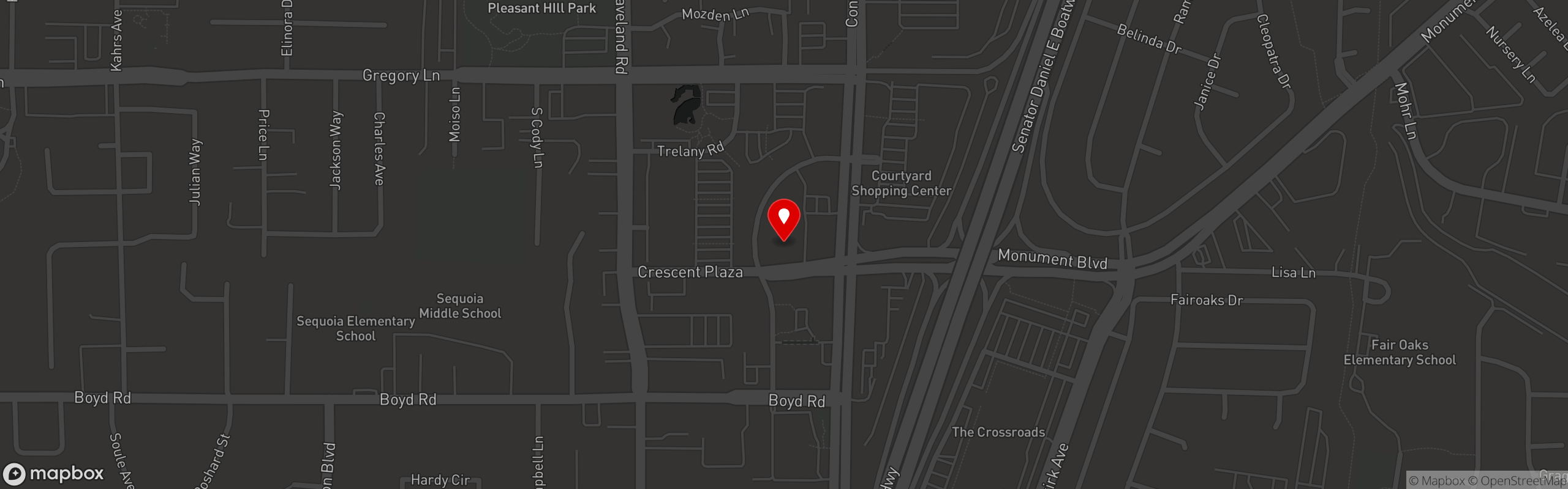 Street map pinning Jack's Restaurant & Bar in Pleasant Hill