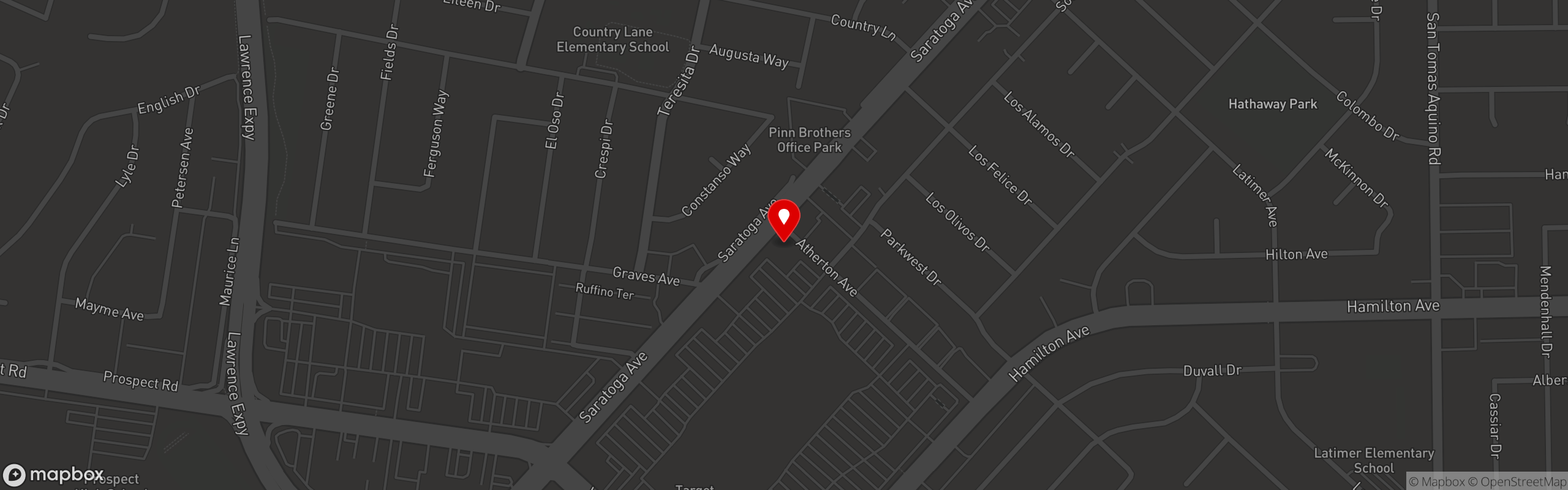 Street map pinning Jack's Restaurant & Bar in San Jose