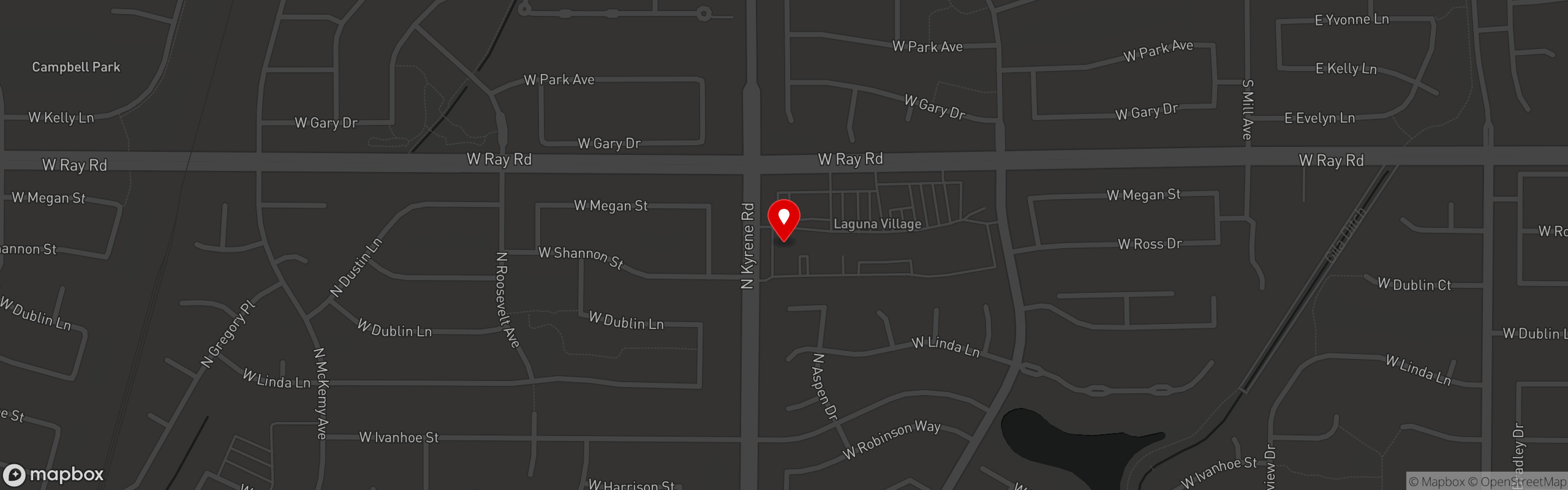 Street map pinning Streets of New York in East Valley - Ray Rd & Kyrene Blvd