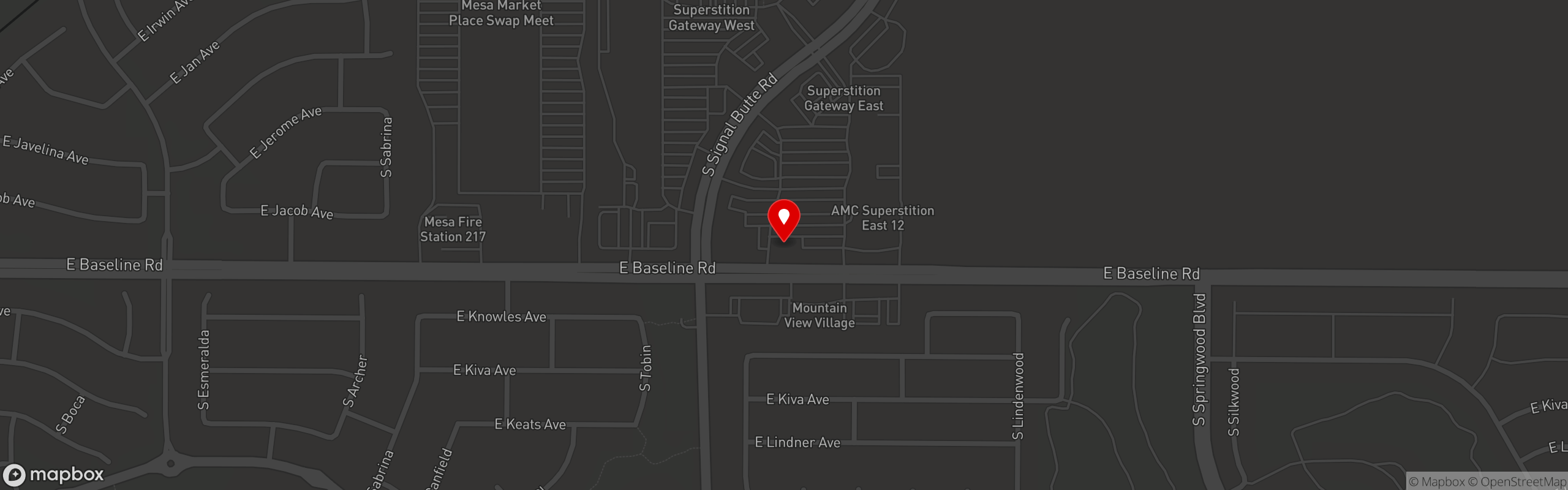 Street map pinning Streets of New York in East Valley - Signal Butte Rd & Baseline Rd