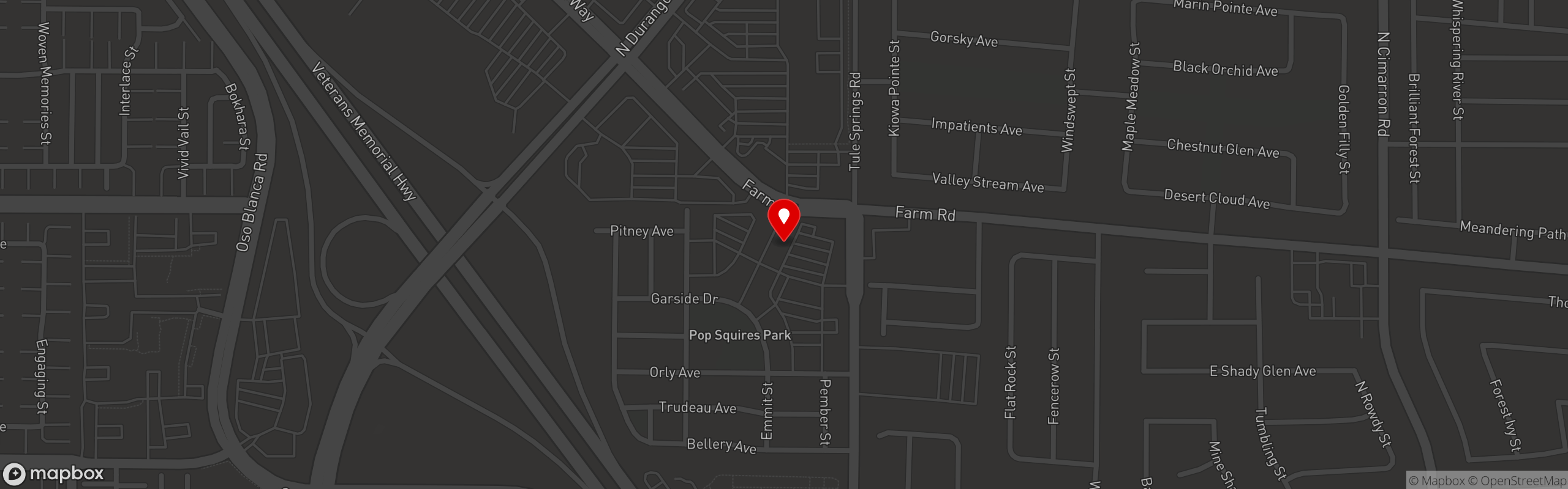 Street map pinning Streets of New York in Las Vegas - Farm Rd & Tule Springs Rd