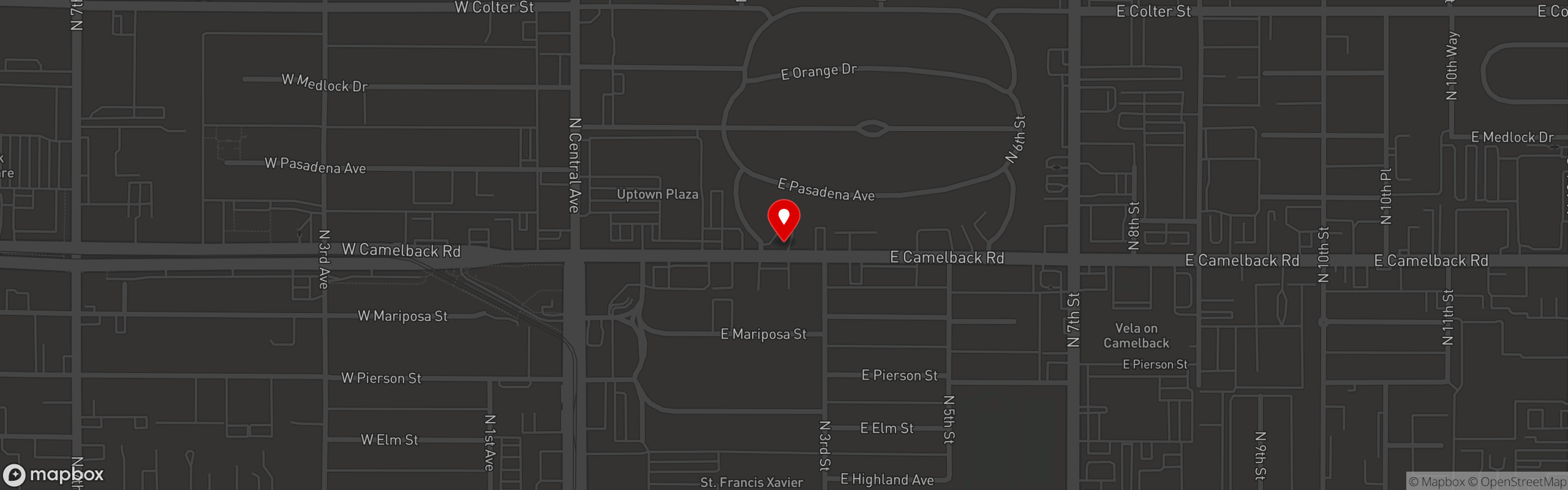 Street map pinning Streets of New York in Phoenix - 2nd St & Camelback Rd