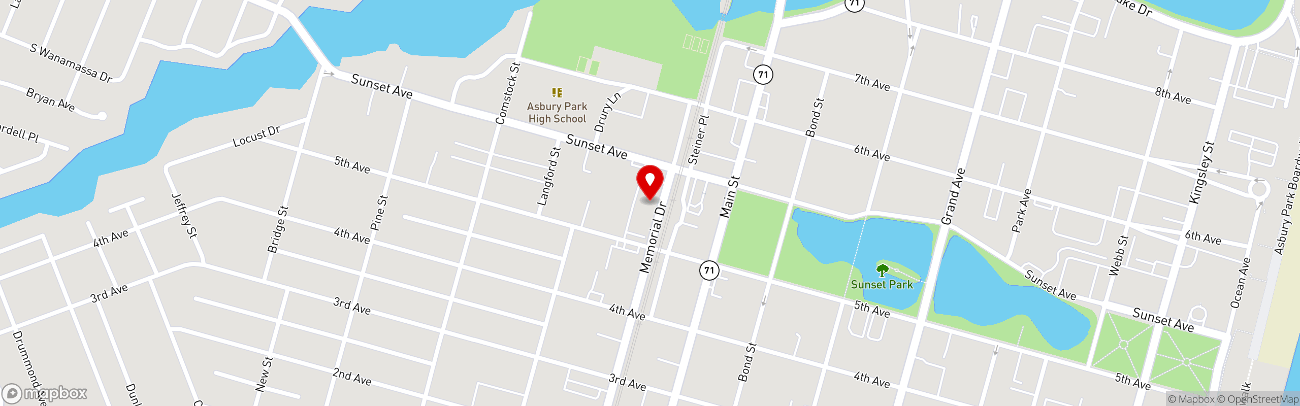 Street map pinning The Galley Pizza & Eatery in The Shops at Sunset Point