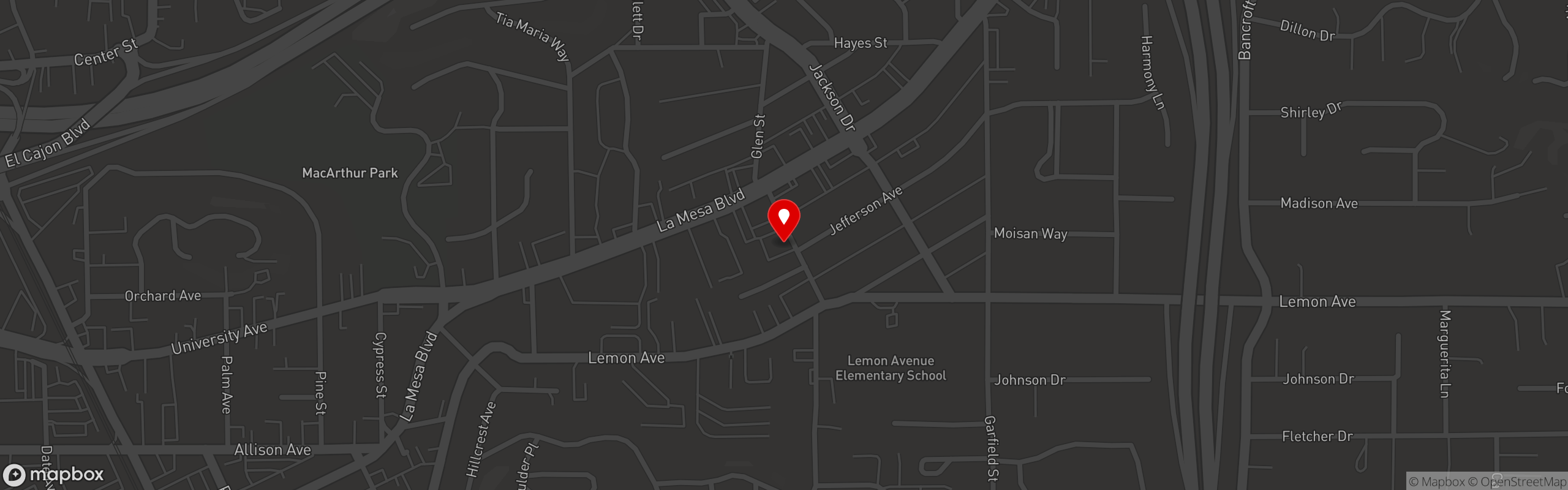 Street map pinning La Mesa Bistro & Bakery in La Mesa