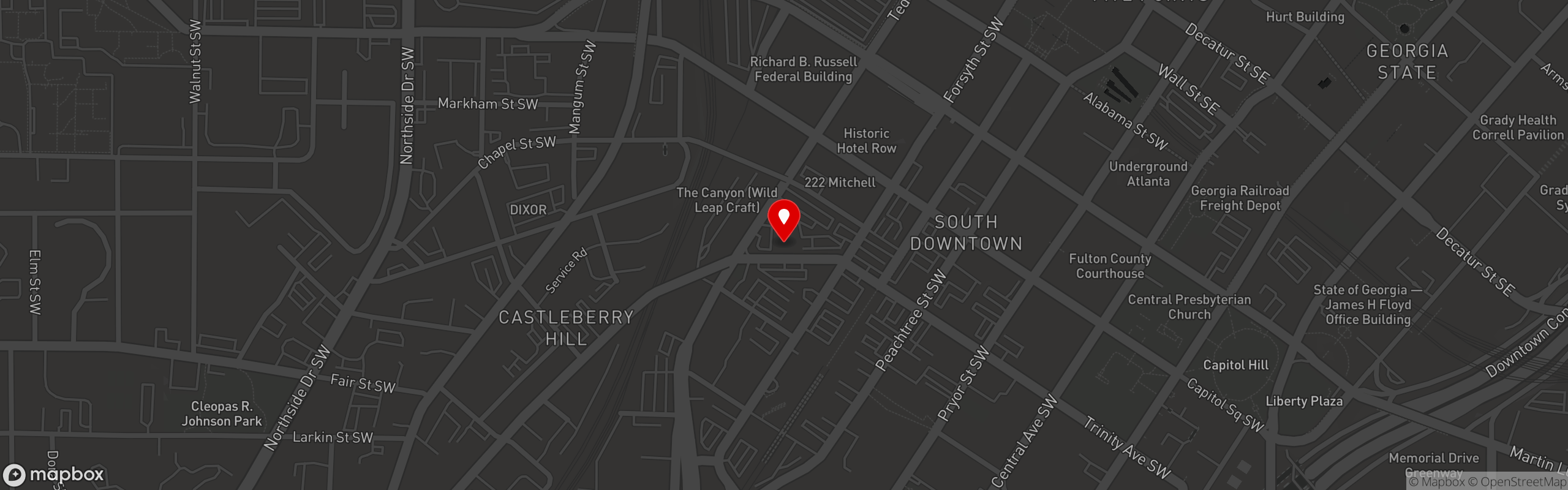 Street map pinning Red Room Bistro in Red Room Bistro