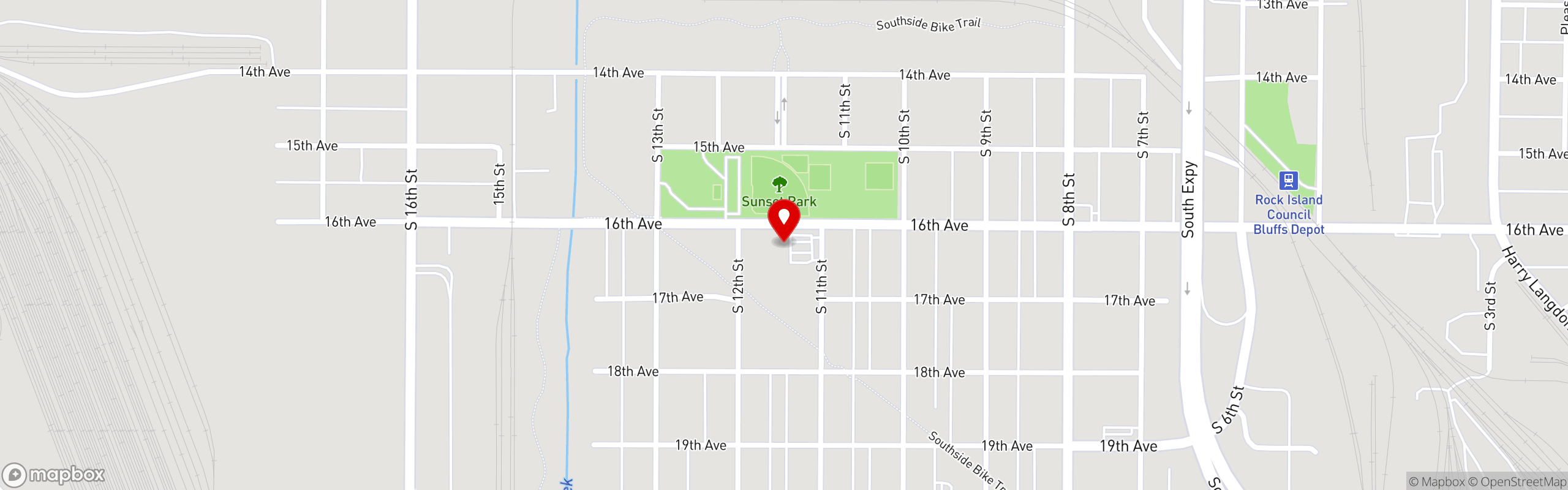 Street map pinning Southside Jonesy's Taco House in Council Bluffs