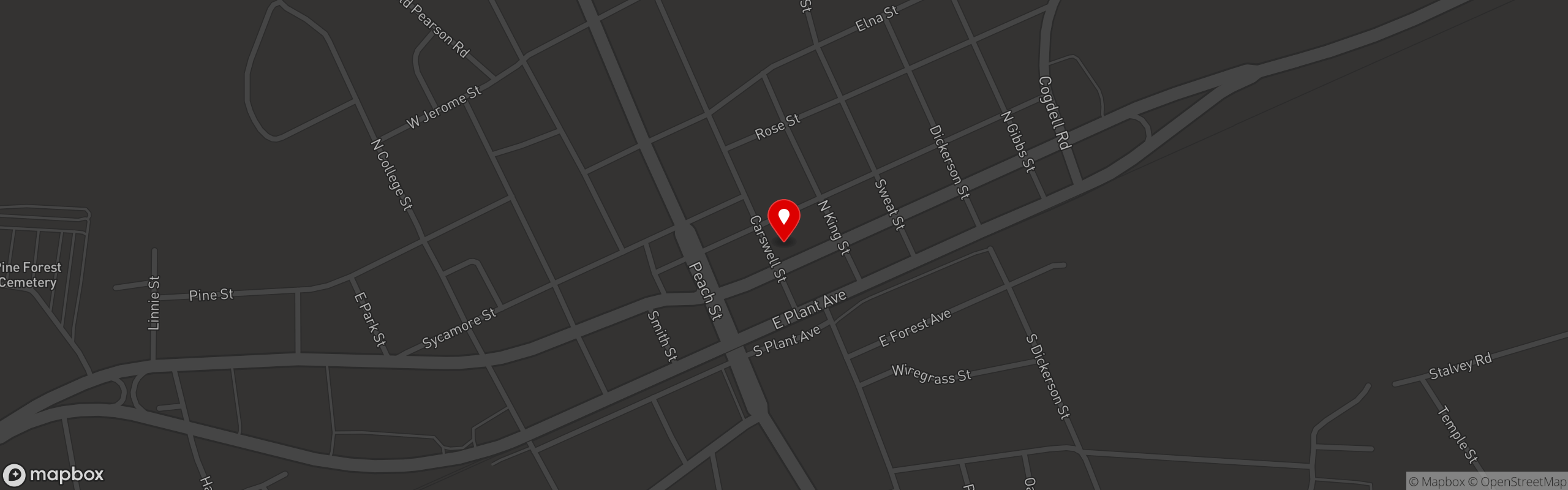 Street map pinning Jerry J's in Homerville