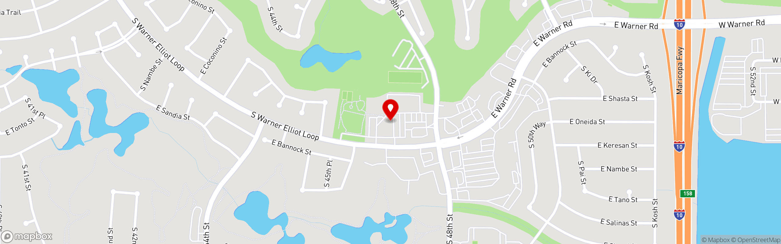 Street map pinning Nello's Pizzeria + Italian Kitchen in Nello's Ahwatukee